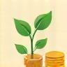 Investment Advice Icon - Growing Plant and Coins